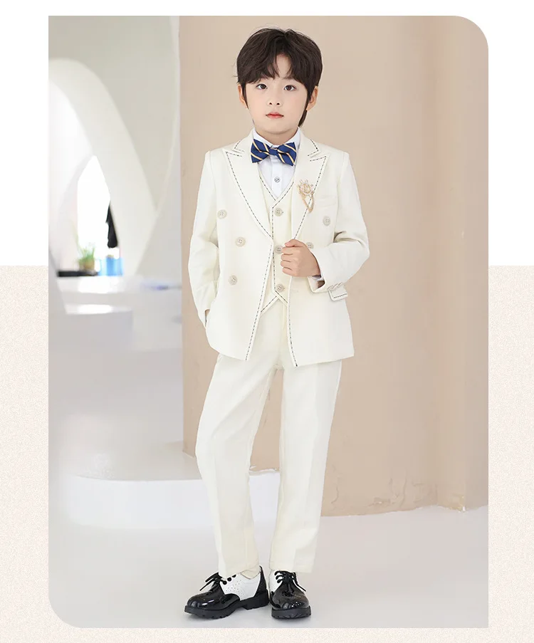 Boys Uniform Fashion Accessories Kids Blazer Slim Fit Straight Suit Pants Toddler Teen Clothing Set
