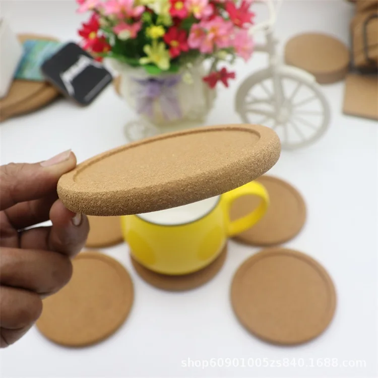 Wholesale Price Heat Resistant Pad Wood Round Shape Cork Coaster Tea Drink Wine Coffee Cup Mat Pad