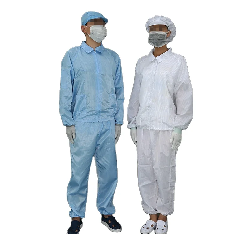 white 0.5cm stripe/grid electronic food factory lab IC chips Anti-Static ESD garment