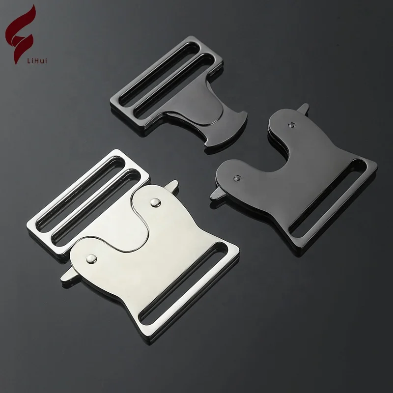 Lihui Manufacturer Direct Selling Designer Wide Belt Buckle Side Release Metal Surcingle Buckle For Luggage Bags