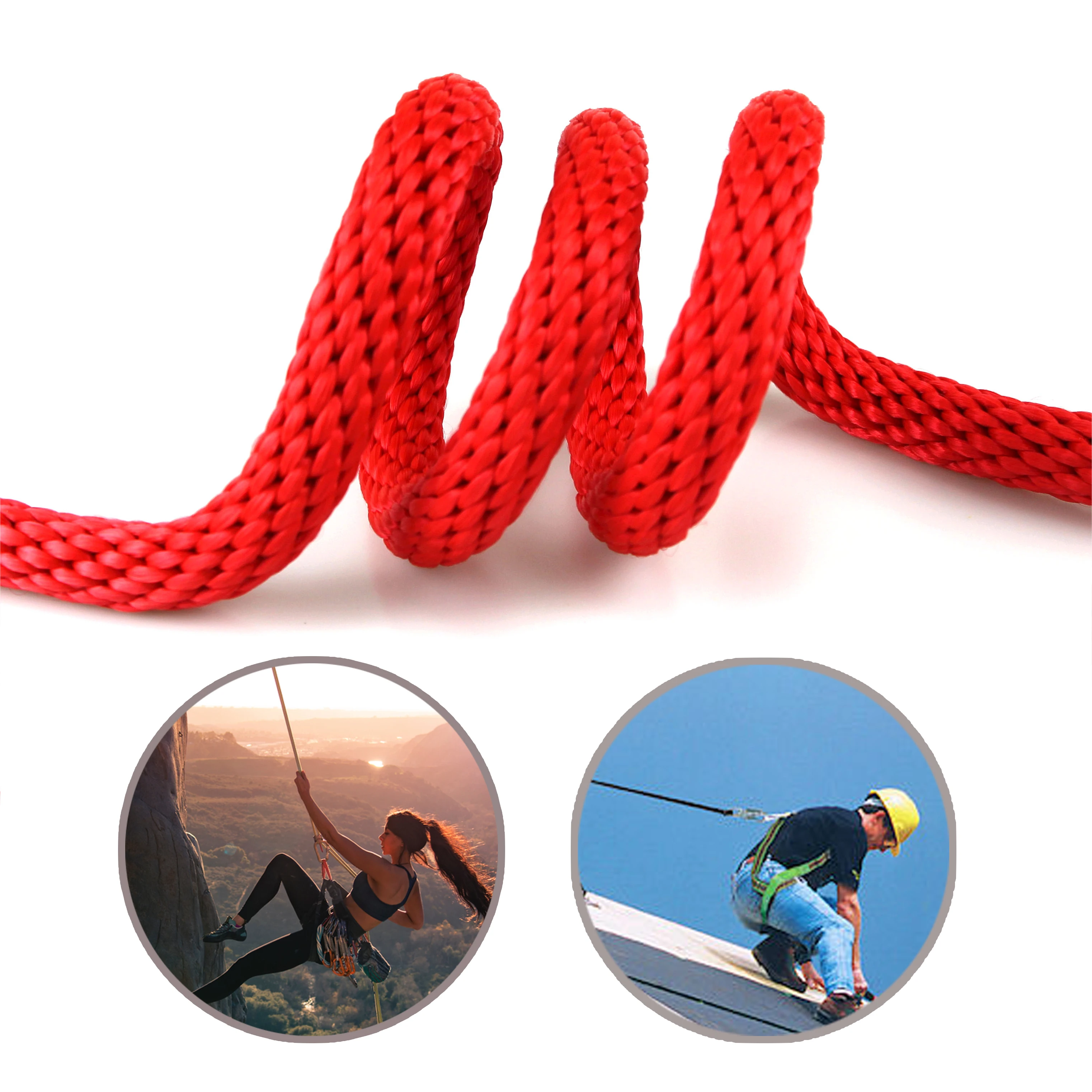 Outdoor colored climbing rope 9mm/10.5mm/12mm/14mm high altitude static 8 mm climbing rope specification