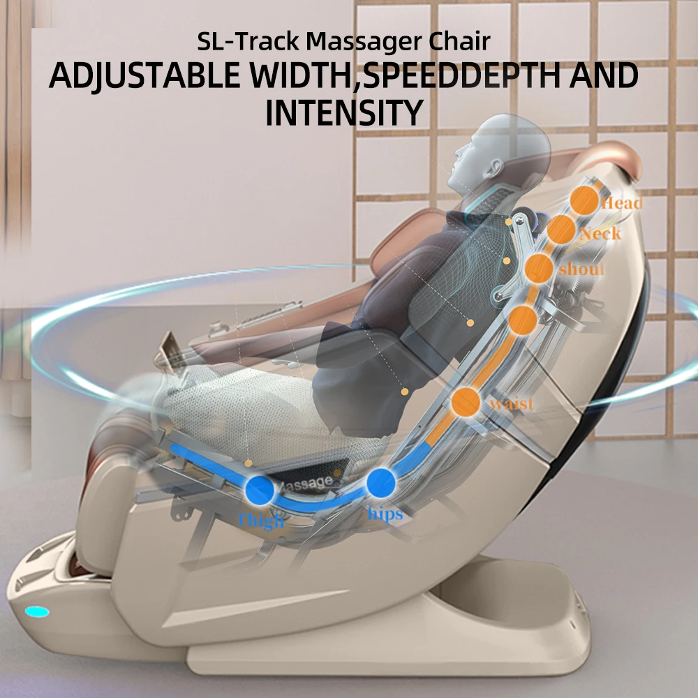 Sl Extended Track 3D4D Mechanical Arm Massage Chair For Full Body  With Zero Gravity, Kneading Massager, Shiatsu, Black