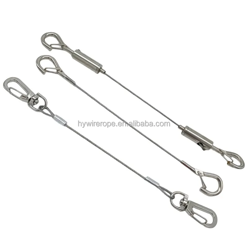 High Tension Stainless Steel Security Steel Wire Rope Assembly Cable With Hook