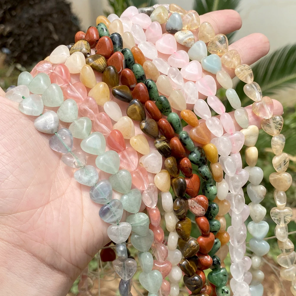 Wholesale Price Natural Heart Stone Beads Rose Quartz Lapis Lazuli For Jewelry Making DIY Bracelet Necklace Handmade