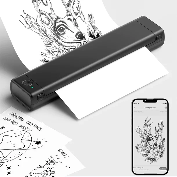 M08F Bluetooth Tattoo Stencil Printer Wireless Thermal Tattoo Copier Machine Portable Letter Tattoo Printer For Business/Artists
