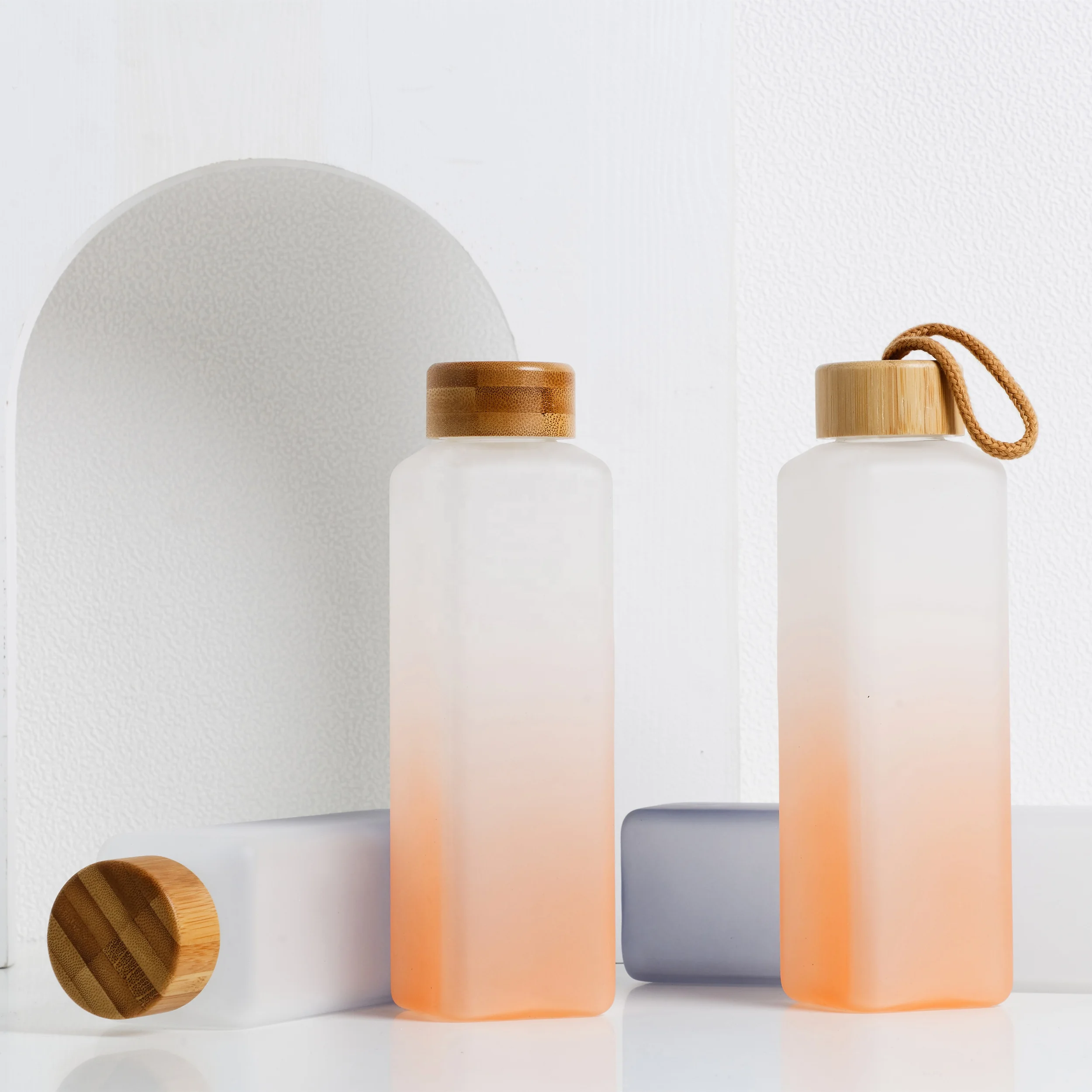 recycled sport square no plastic sublimation frosted glass water bottle accept print logo
