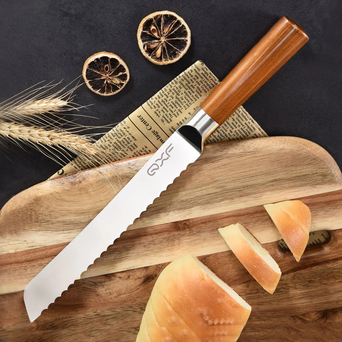 Ultra Sharp 8 Inch Stainless Steel Bread Slicing Knife Toast Knife Serrated Blade Bread Knife with Hollow Handle