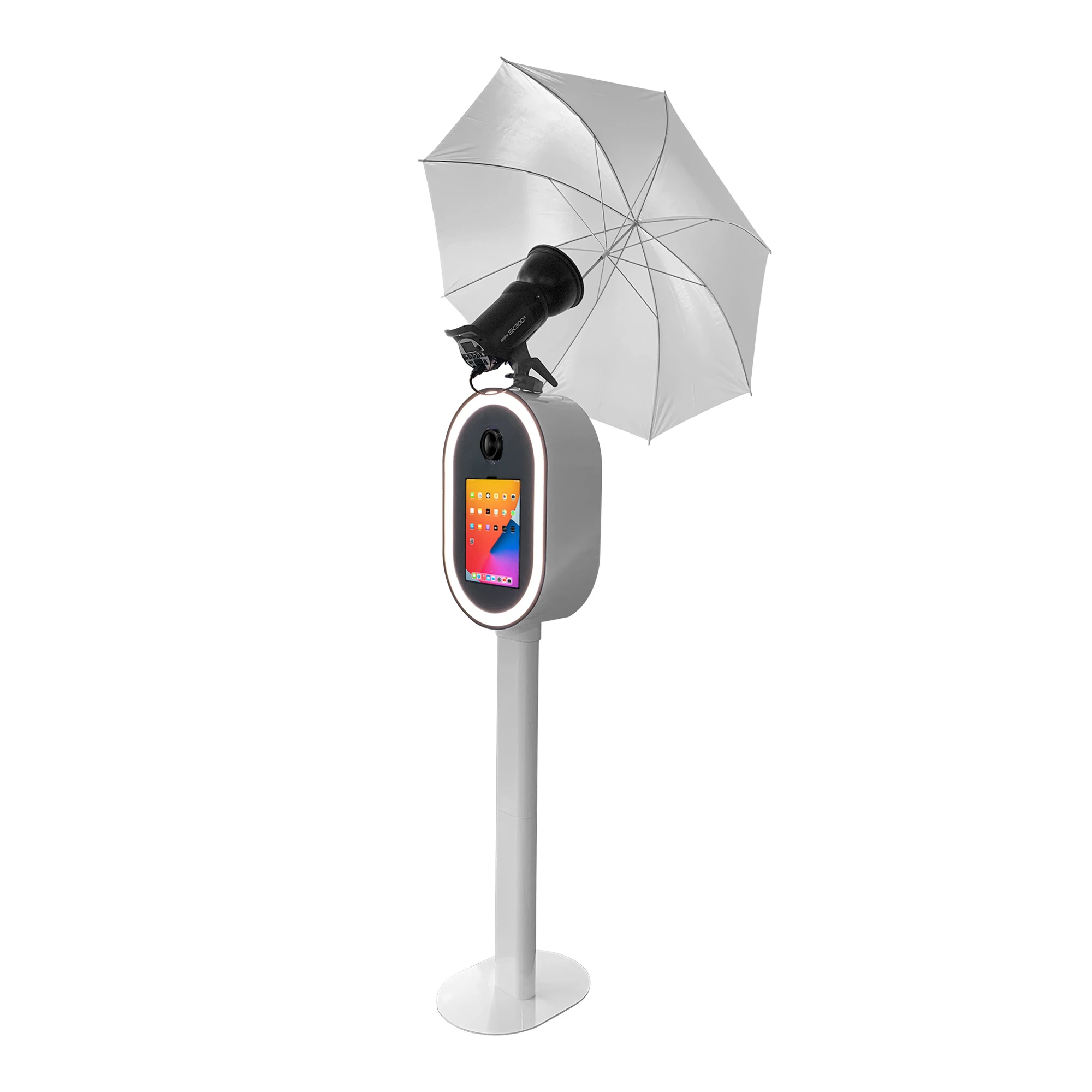 Pad Oval Photo Booth Kiosk Machine Selfie Touch Screen Photobooth Lightweight Easy Setup Pad Photo Booth With Flight Case
