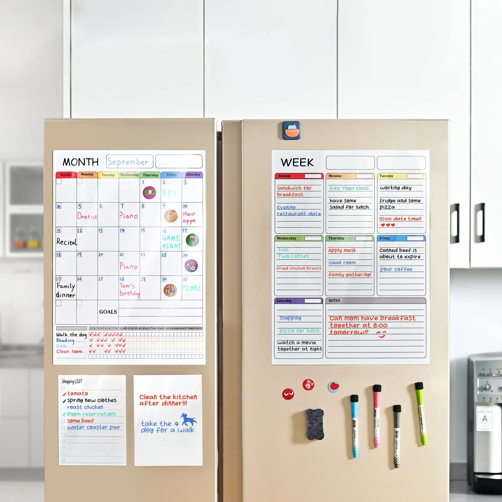 calendar magnetic whiteboard dry erase weekly planner board set sheets dry erase