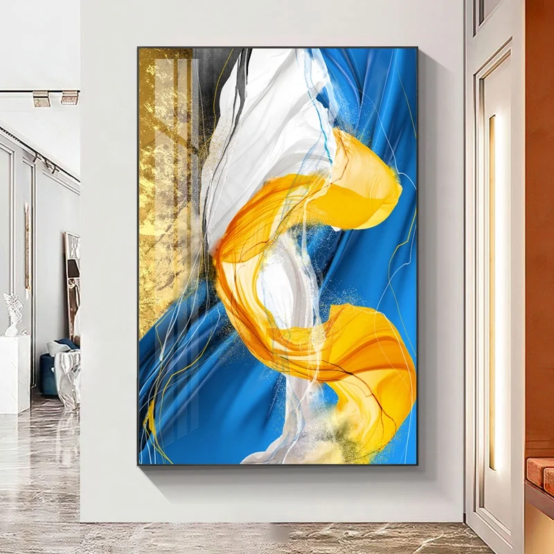 Porch decorative painting Luxury crystal porcelain painting abstract line wall art