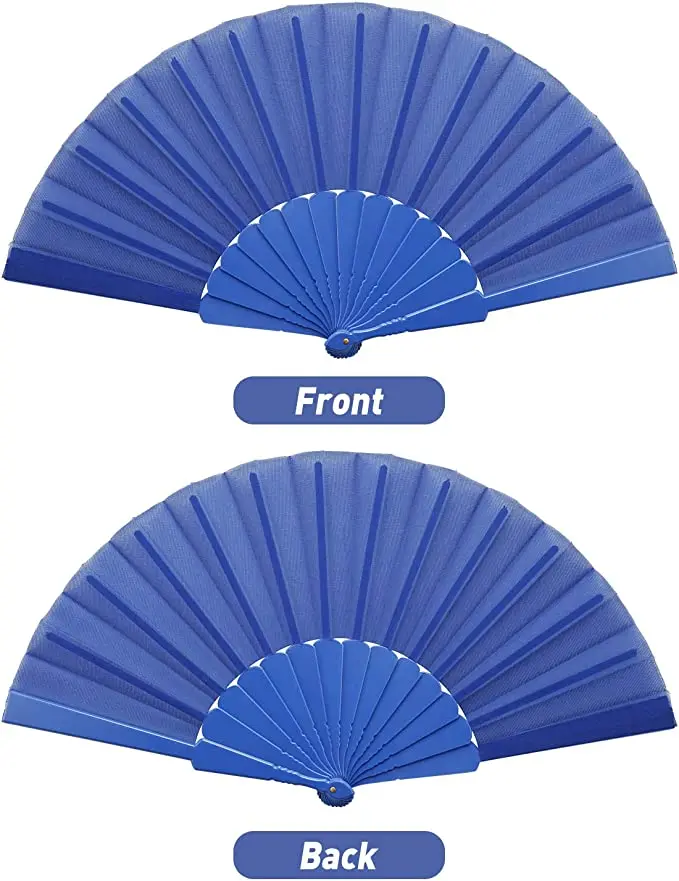 Multi Color Hand Fan Plastic Vintage Nylon Fabric Wholesale Plain Hand Folding Fan Chinese Dance Party fan Green
