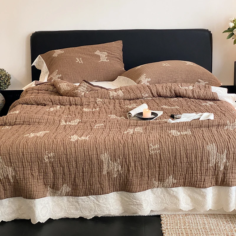 New Style Ten-layer Single-strand Yarn Aesthetic Quilt Lace Gauze Autumn And Winter Quilt Core Comforter Set