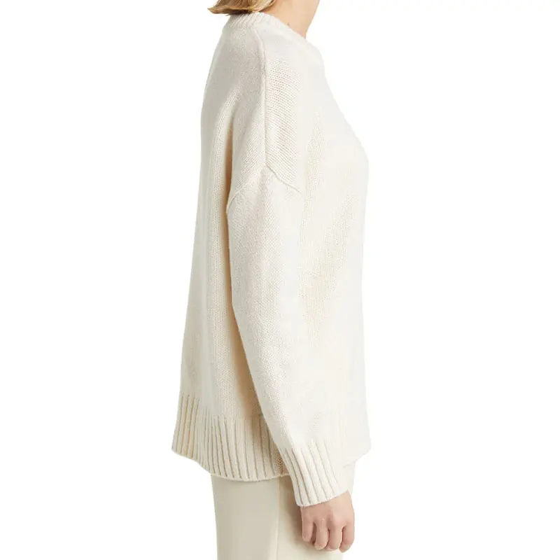 Solid Camel Winter O-Neck Simple Design Breathable Cashmere Knitwear Women Loose Sweater for Winter