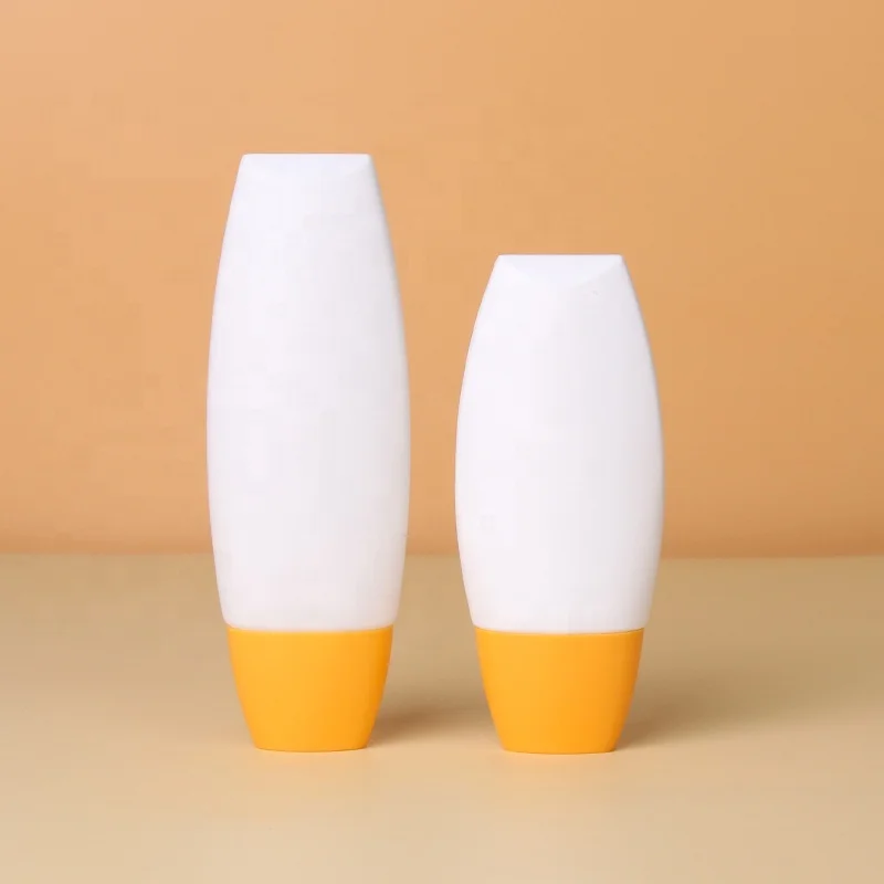 New Design OEM 40ml 70ml Suncream Package PP Plastic Oval Dody Lotion Bottle Cosmetic Container Sunscreen Sunblock Bottle