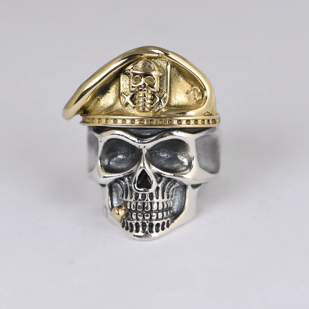 925 Sterling Silver Skull Rings for Men Party Gift Punk Thai silver fingers