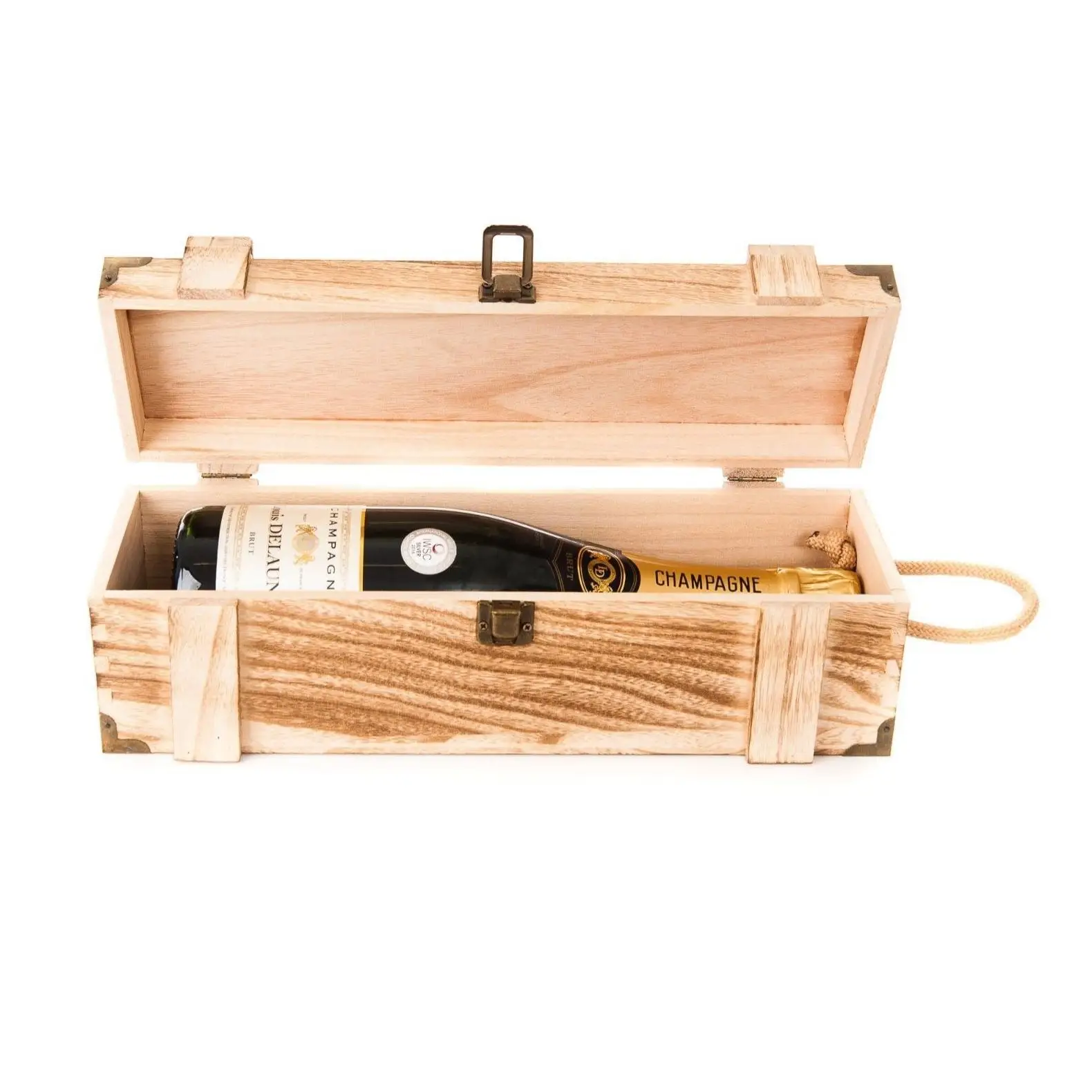 Wholesale Customize Unfinished Wooden Single Gift Wine Box Packaging