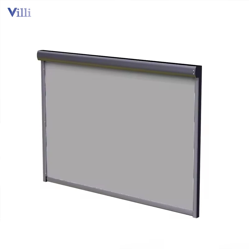 Modern Garden windproof waterproof auto retractable pvc shade screens tubular motor motorised roller zip track outdoor blind