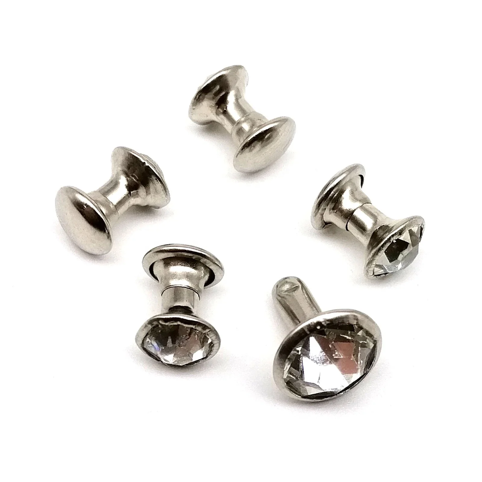 Brass Golden Silver 6mm 8mm Czech Crystal Rhinestone Rivet Decor Diamante Stud Spot for Leather Bag Shoe Jacket Hat DIY