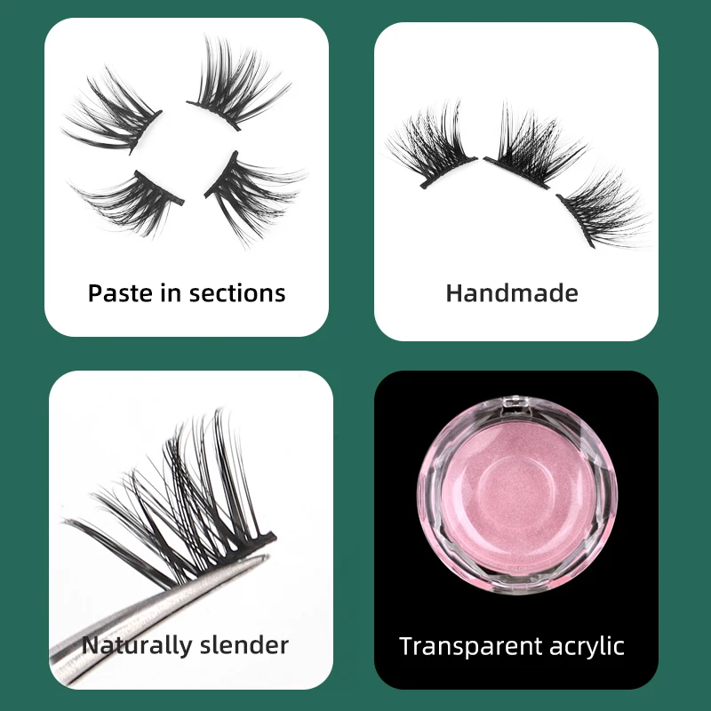 World Beauty Reusable Segmented  Waterproof eyelashes wholsale Imitated mink thick False Eyelash Natural Curling Soft
