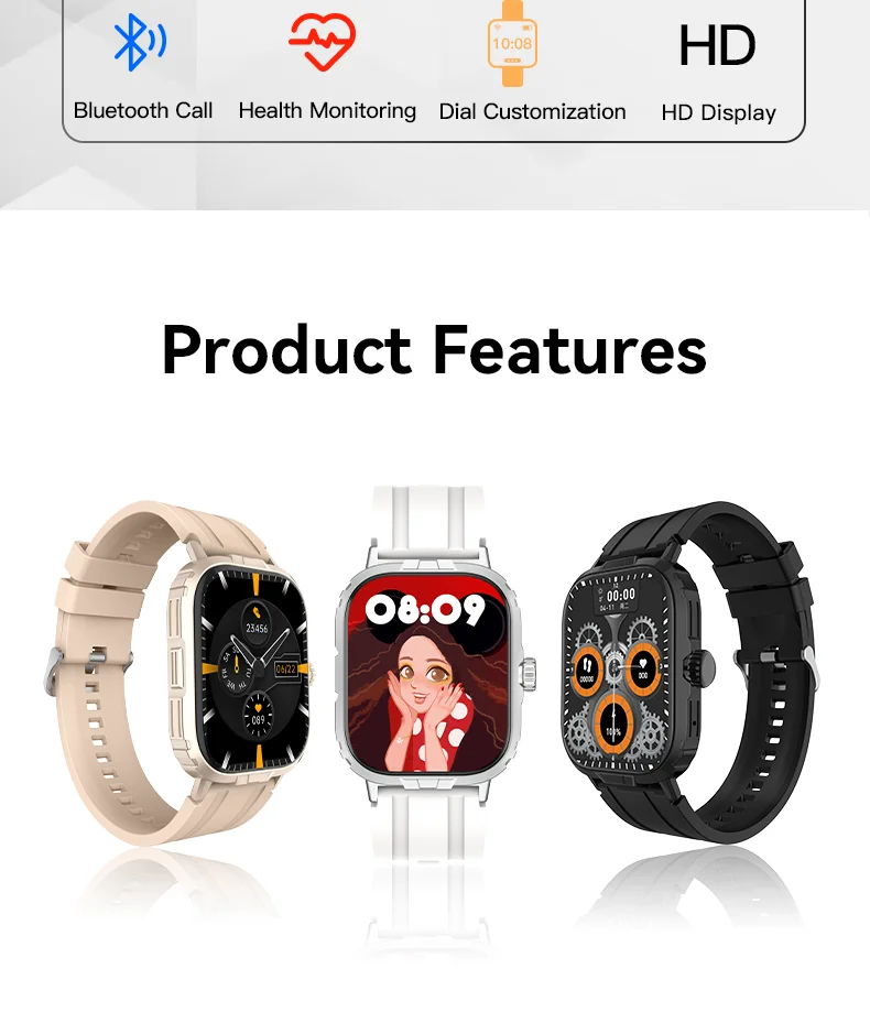 2024 New BT Watch B3 Customizable for Daily Life, Waterproof Smart Watch, Heart Rate Monitor Multi Language Annual Meeting Gifts