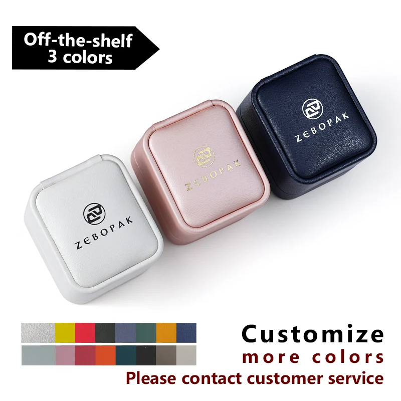 Factory Customized PU Leather Jewelry Box Ring Pendant Jewelry Box Bracelet Silver Luxury  Jewelry Packaging Box Printed LOGO