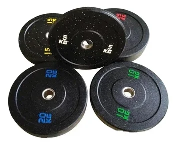 Custom Logo Gym Fitness Weightlifting Hi-temp Barbell Plate 5kg 10kg Power Training Crumb Rubber Bumper Plate