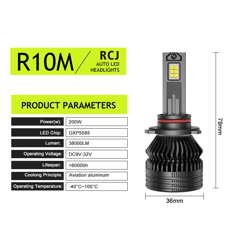 RCJ R10M 40000 Люмен 200 Вт Светодиодная лампа для автомобиля грузовика H4 H7 9005 luces 9012 9007 h13 прожекторная линза светодиодная h11