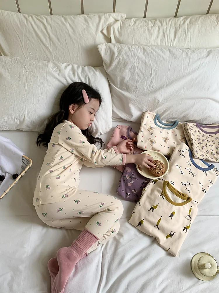 Children Autumn Cotton Pajamas Sets Boys Home Clothes Girls Underwear Sets 2-12 Year Baby Sleepwear Suit Christmas Kids Clothes