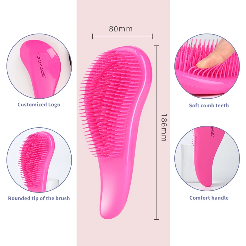 TPEE Bristle Professional Plastic Curved Massage Hair Brush Detangle Brush with Custom Logo, Barbershop Hairdressing Tools