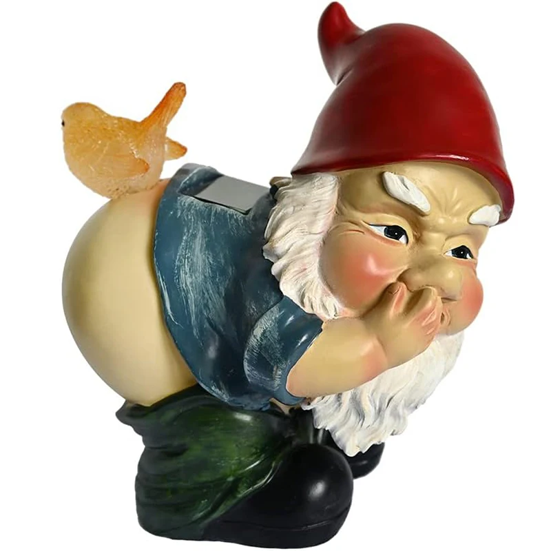 BSCI Factory Garden Gnome Outdoor Funny with Bird Naughty Sculptures Statues