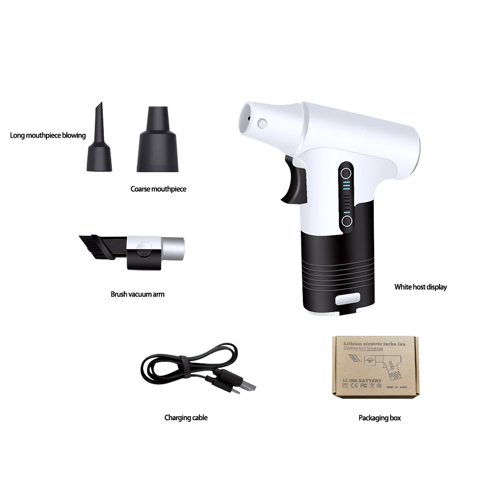 Car Mounted Mini Handheld Vacuum Cleaner Turbo Fan Portable Small Household Wireless Lithium Battery Blowing Suction