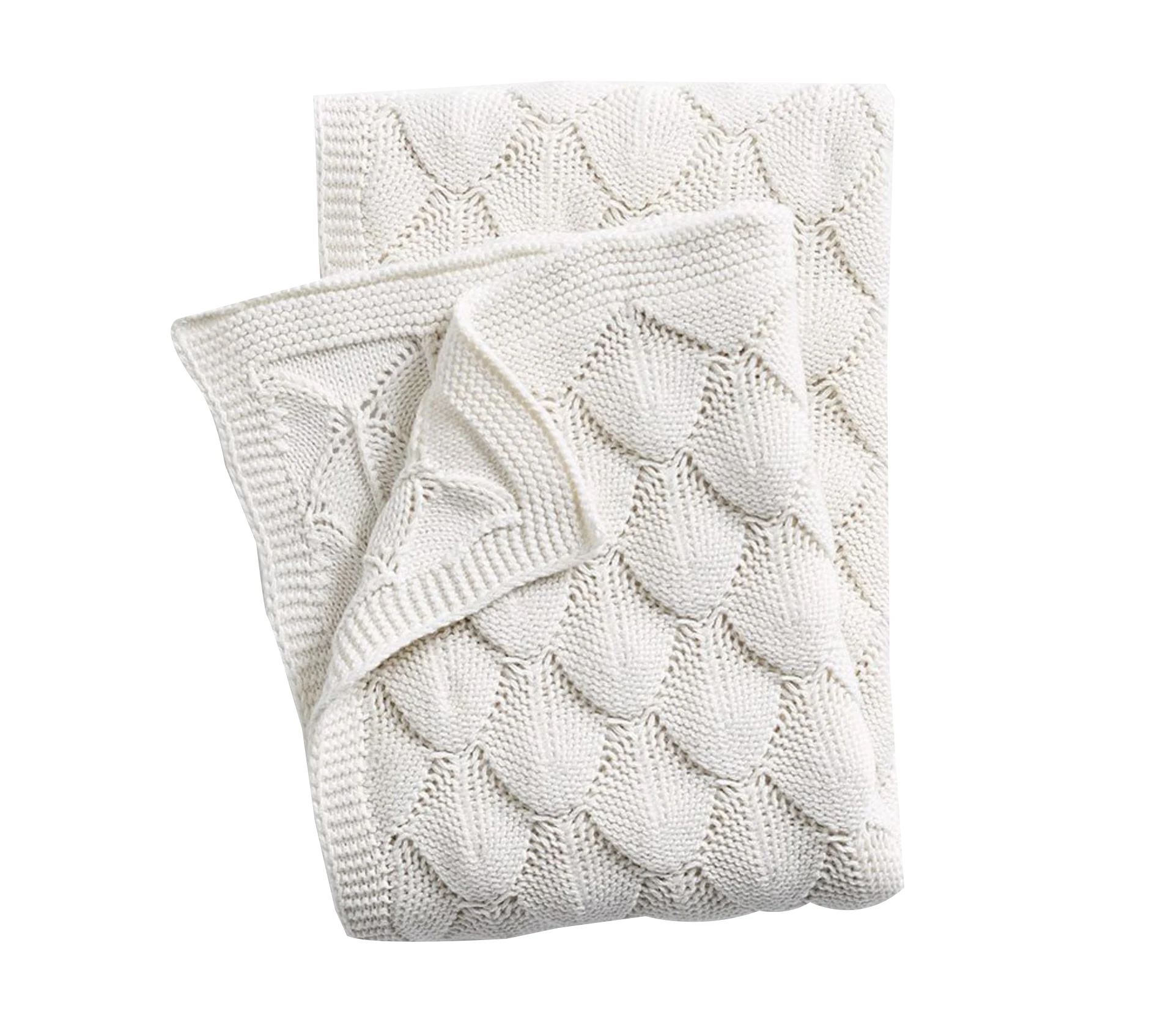 
Wholesale soft plain premium 100% cotton cable knitted baby blanket for boys and girls 