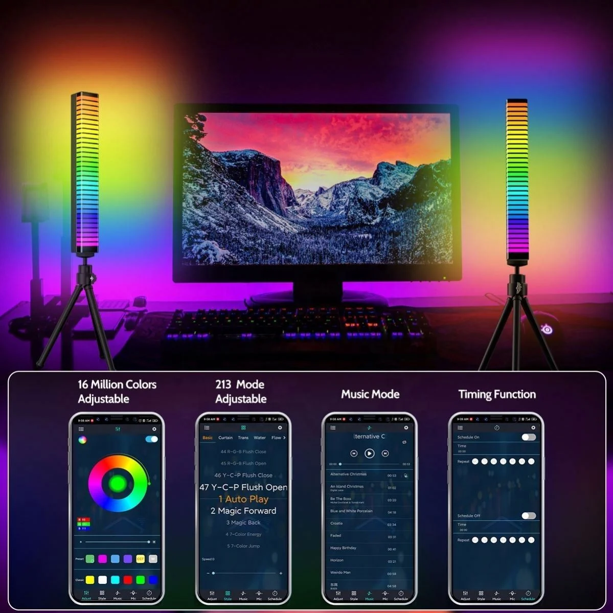 LED RGB Sound Control Light App Control Pickup Voice sound activated light Rhythm Color Ambient Lamp Bar of Music Ambient Lights