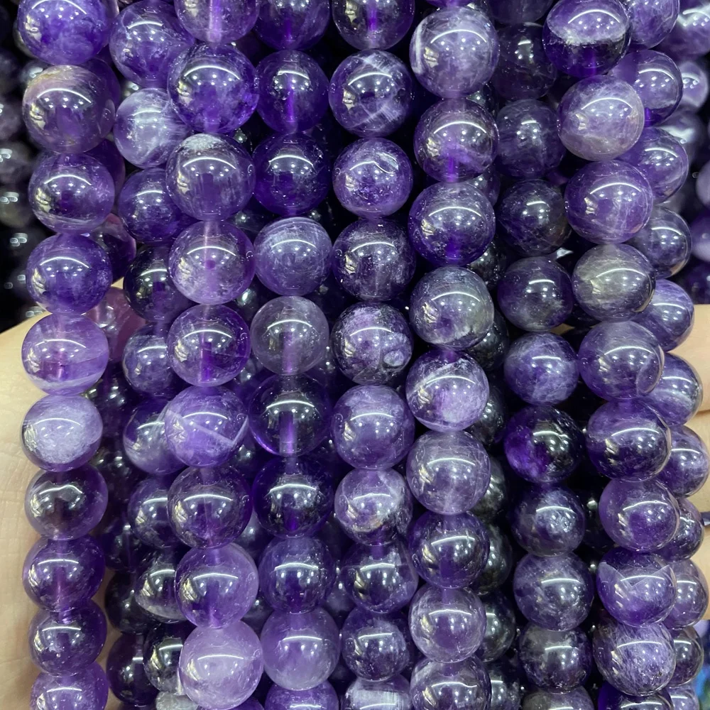 original natural stone beads 4/6/8/10/12mm round amethyst loose beads for bracelet making
