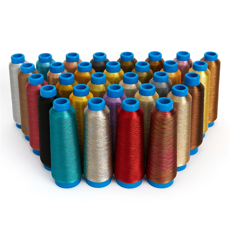 Прямая Продажа с фабрики, 75D, высокое качество, многоцветная пряжа MS, тип, люрекс, машинная вышивка, металлическая нить