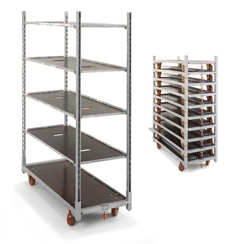 UK Hot Sale Greenhouse Light Duty Rolling Dutch Metal Flower Trolleys