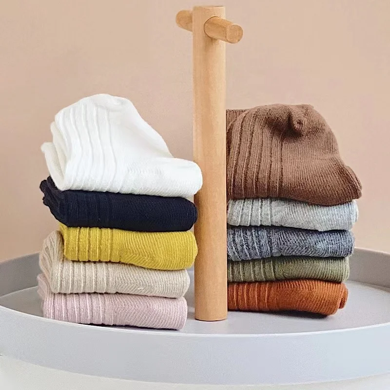 wholesale Children solid color socks kid parent baby girls boys medium tube high quality cotton adult socks
