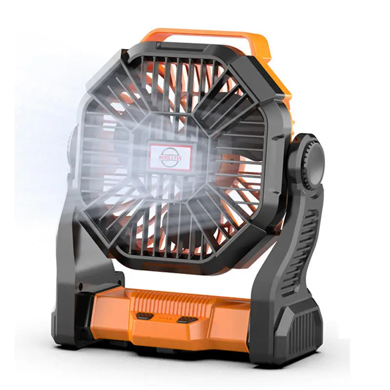 5200ma Rechargeable Battery Operated Tent Fan Portable Camping Fan with Light Hook
