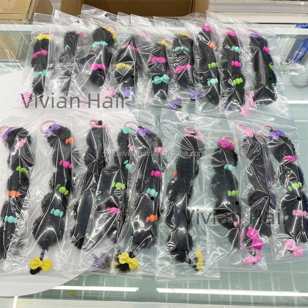 Nature synthetic hair 8 10 12Inch ponytail extension with elastic tie clip claw for litter girls