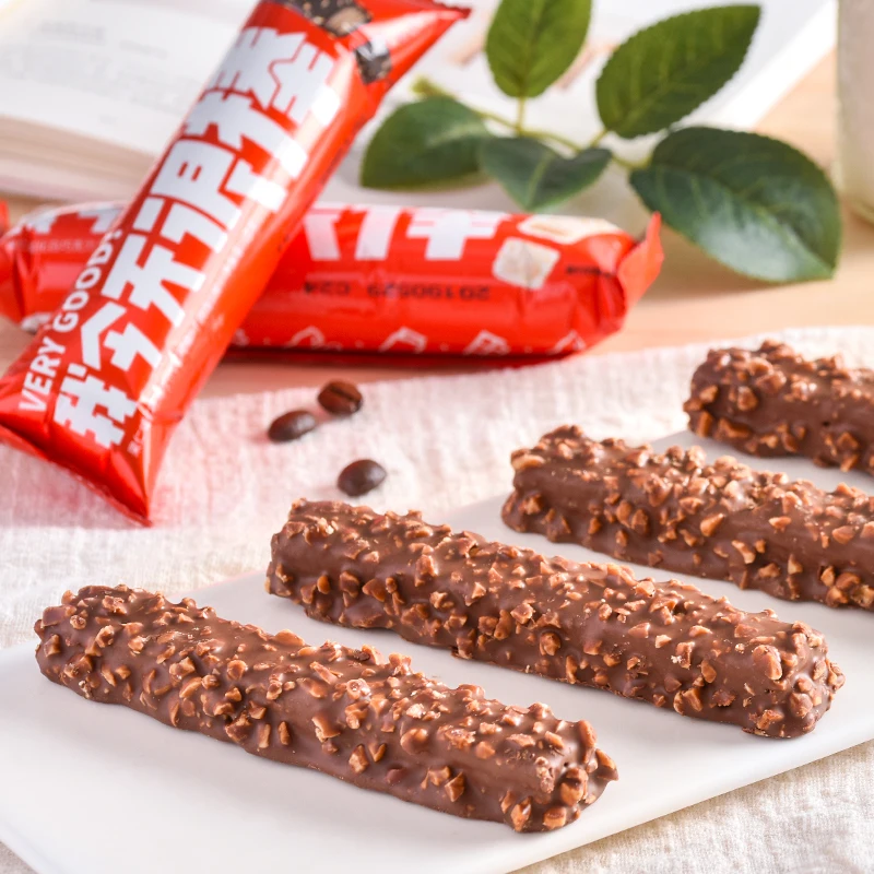 
Factory supply milk chocolate coated wafer biscuit energy bar with peanuts OEM available 