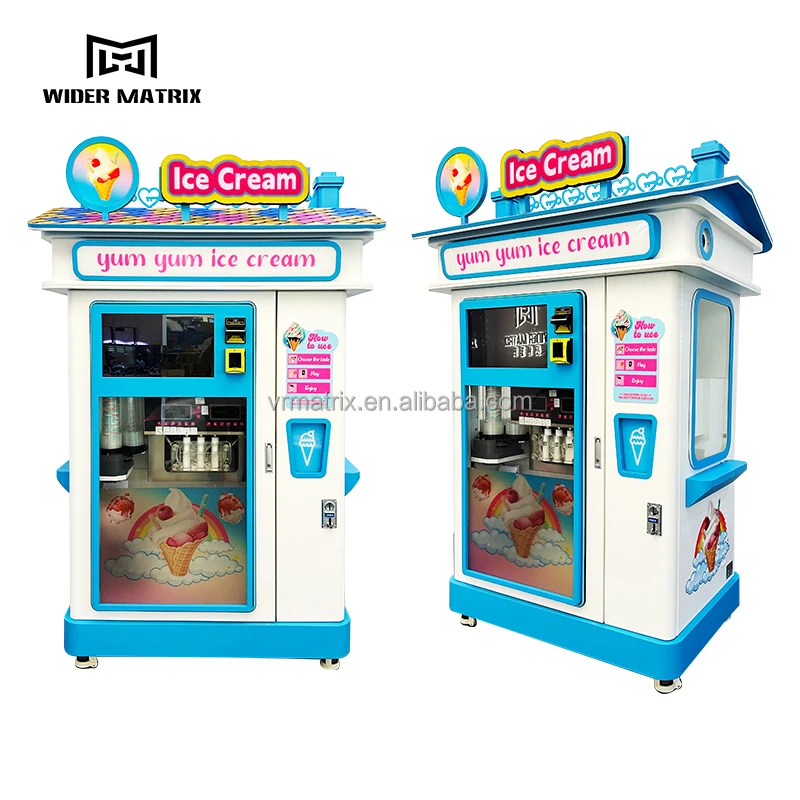 Full Automatic Ice Cream Vending Machine Outdoor Soft Ice Cream Vending Machine with Advertising Screen