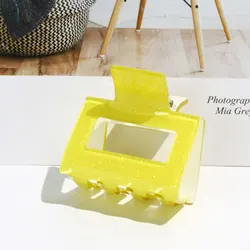 2022 new style glitter acrylic hair claw clips geometric trendy sparkle hair claw custom logo hollow square hair clips resin