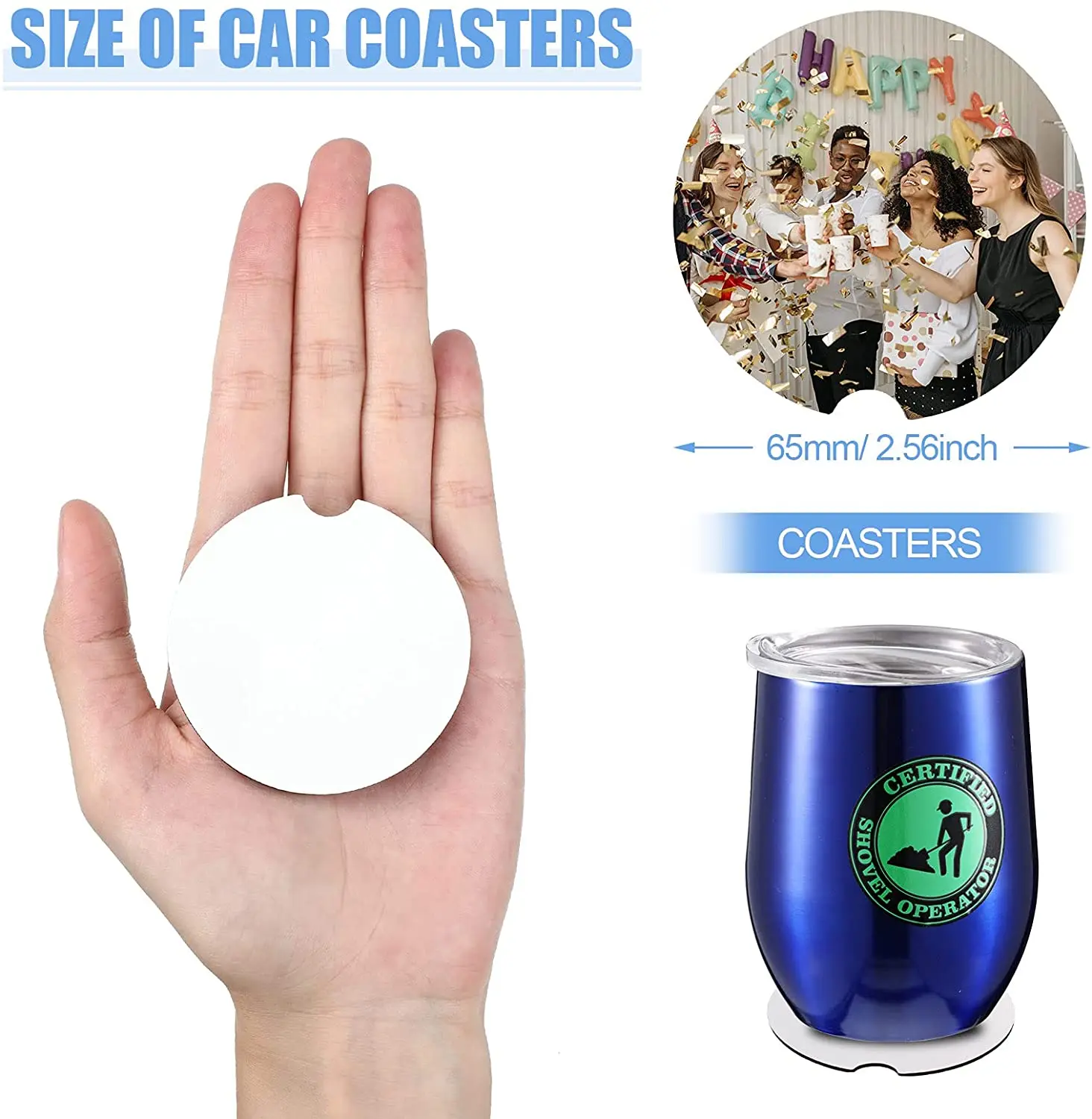 Sublimation Blanks DIY Customized MDF Hardboard  Round Coaster  Car Coasters With Cork Back