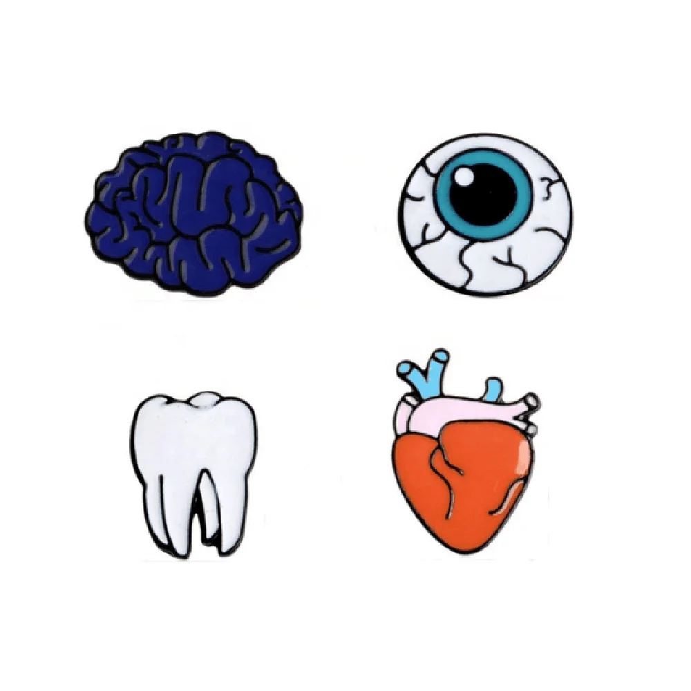 Симпатичная мультяшная медицинская эмалированная брошь из сплава в форме мозга сердца зубов глаз Прекрасная Брошь для врача медсестры аксессуары