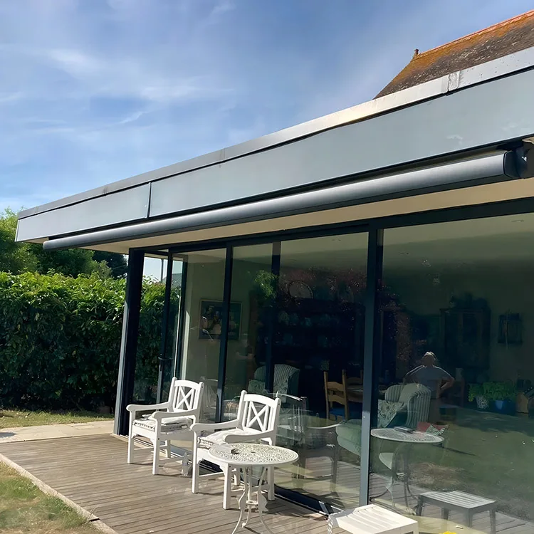 Outdoor Motorized Retractable Canopy Sunshade Crank Arm Retractable Cassette Awning Aluminum Patio Home Awning