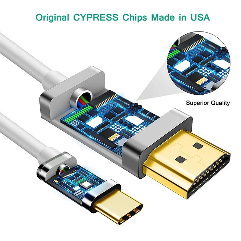 Кабель-переходник с USB 3 1 типа C на HDMI 4K 60 Гц «штырь-штырь» по заводской цене цвет серебристый