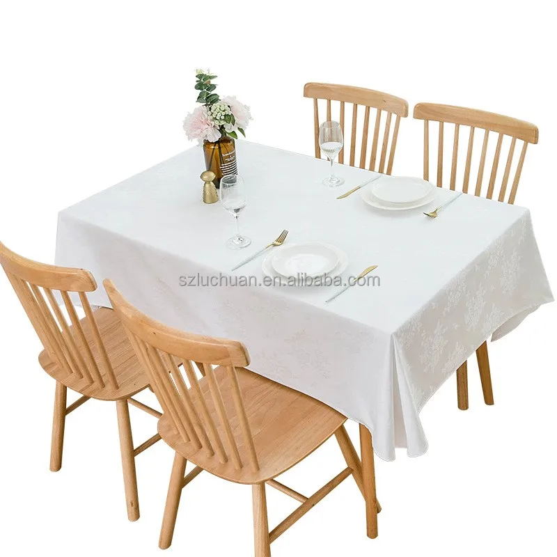White 100% Cotton Table Cloth Customized Restaurant Tablecloths and Napkins