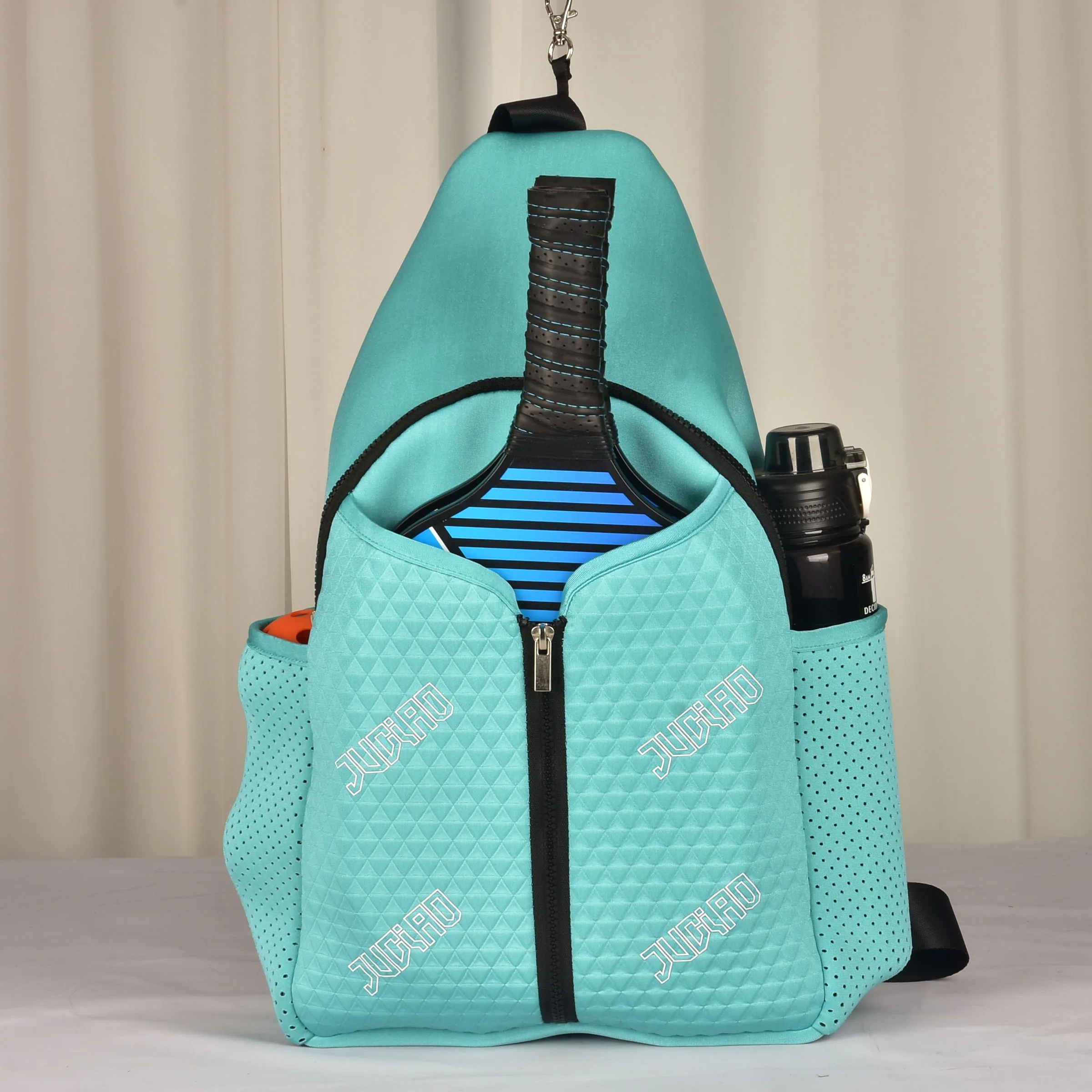 JUCIAO Travel Backpack Crossbody Sling Backpack for pickleball tennis racket ball sports bag for pickleball