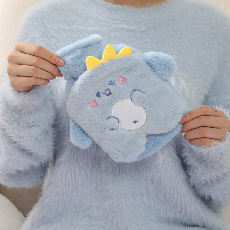 Cute Pvc Stress Pain Relief Therapy Bag With Knitted Soft Cozy Cover Winter Warm Hand Warmer Hot Water Bottle