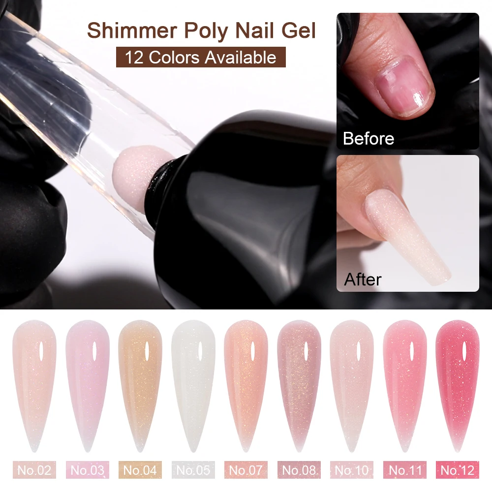 Kg for Sale Shimmer Poly Gel Extension 12 Colors Glitter Acrylic Bulk Builder Nail Polish